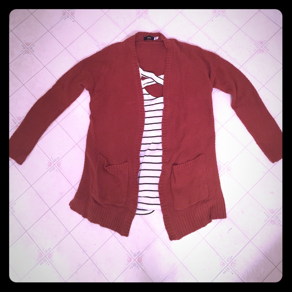 Rust Orange Knit Cardigan